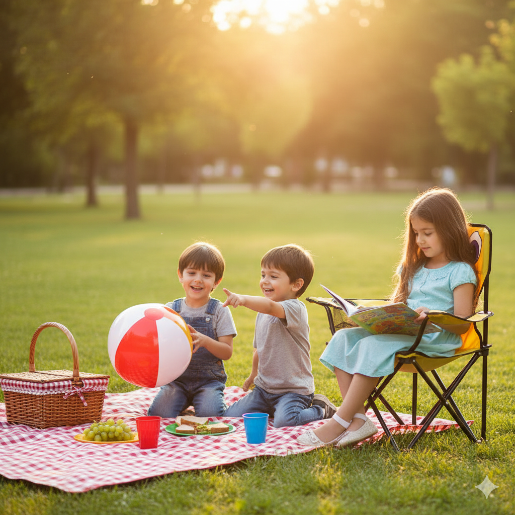 Civciv Çocuk Kamp Sandalyesi | Gerçek Güvenlik Kilitli, Bardaklıklı, Çantalı Katlanır Piknik & Plaj Koltuğu